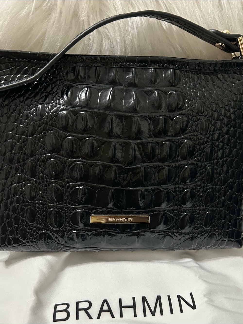 NWT BRAHMIN Small Melbourne Lorelei, Small Croc Shoulder Bag with Gold Hardware - Picture 2 of 11